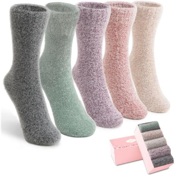 New 5 Pairs Fuzzy Soft Cozy Comfortable Socks for Women, Casual Sleep Comfy Sock - Picture 1 of 6